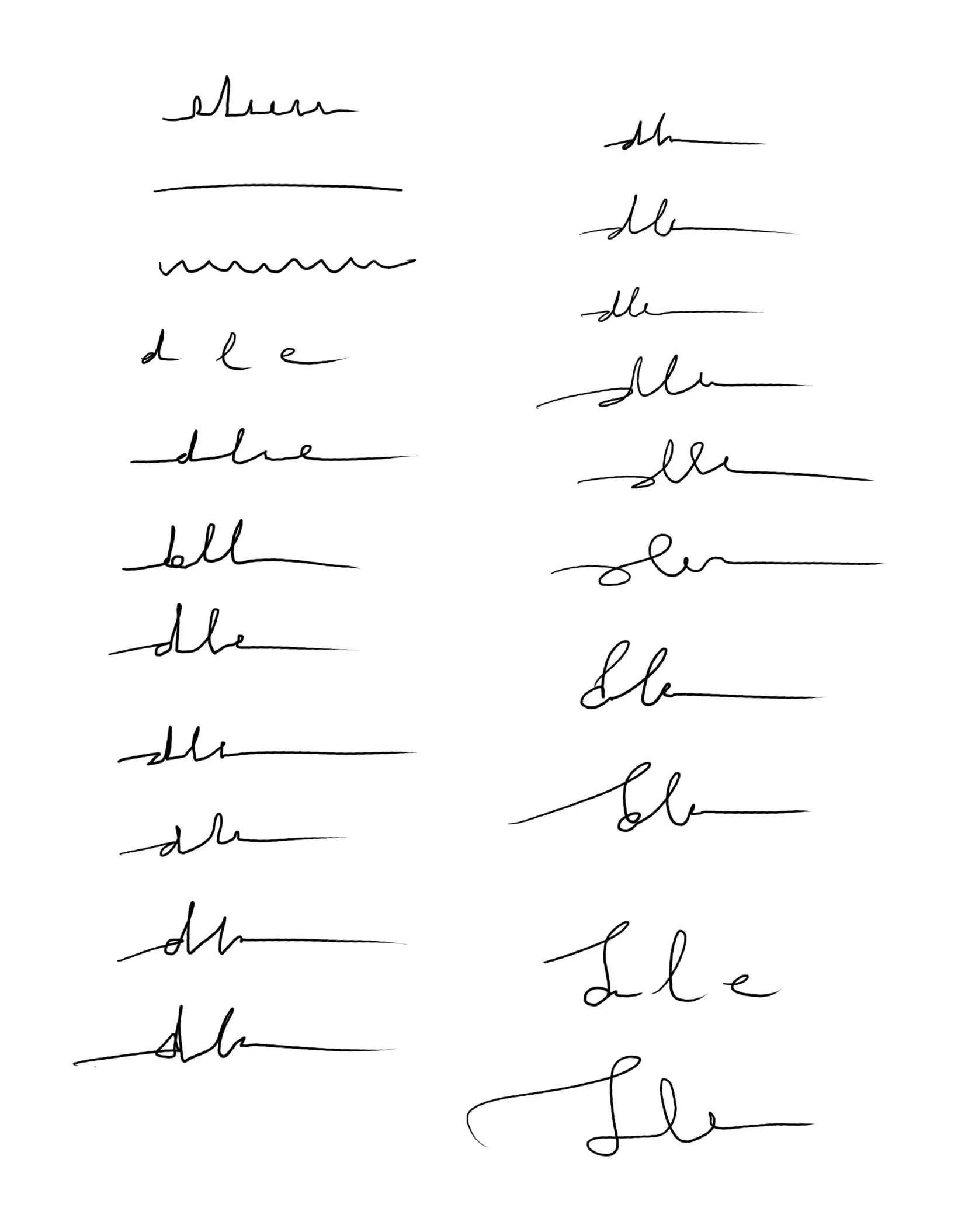 More sketches: dle written fast, as one flowing line